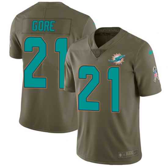 Nike Dolphins #21 Frank Gore Olive Mens Stitched NFL Limited 2017 Salute To Service Jersey